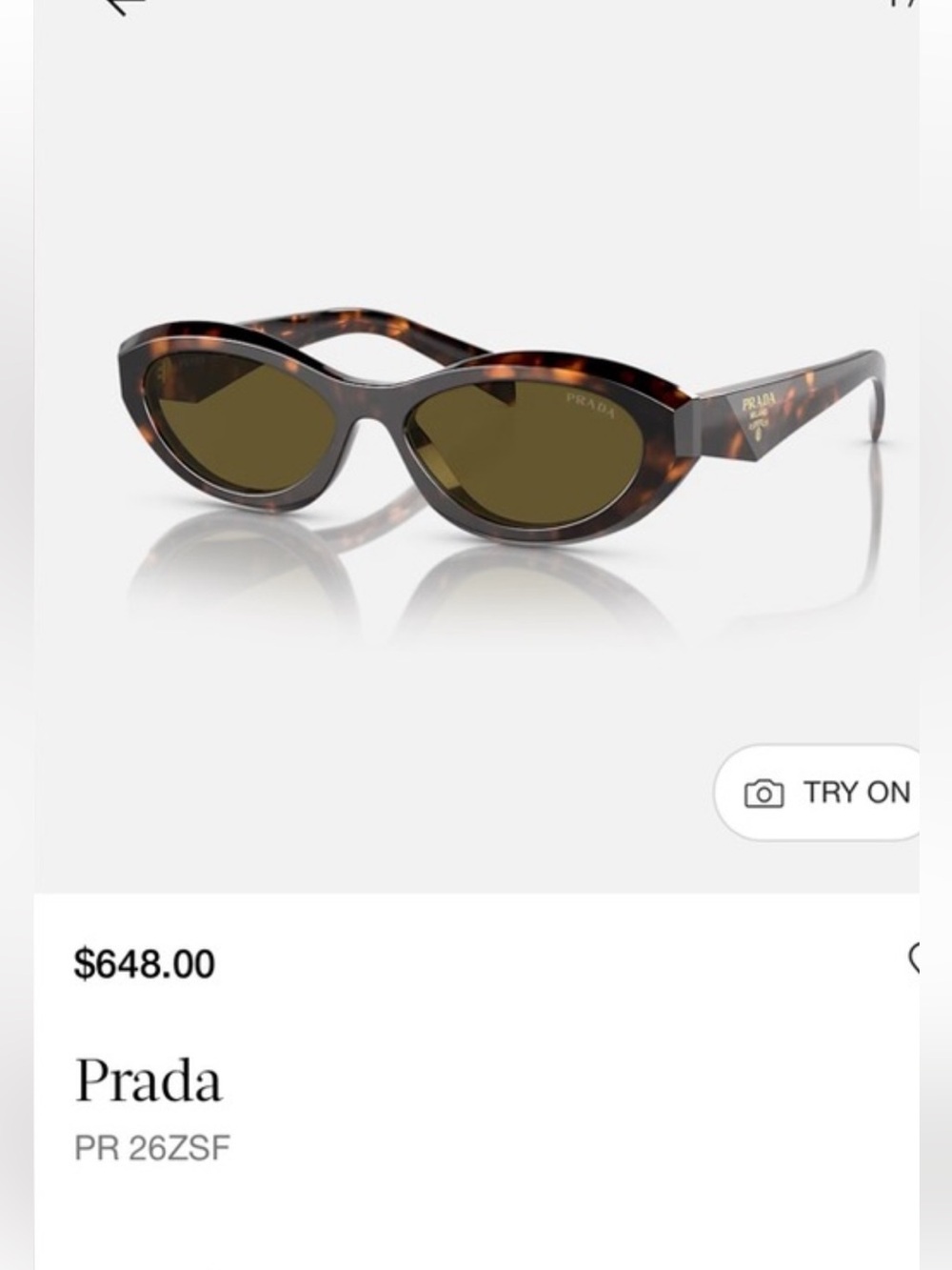 Prada Tortoiseshell Cat-Eye Sunglasses with Brown Lenses authentic with case